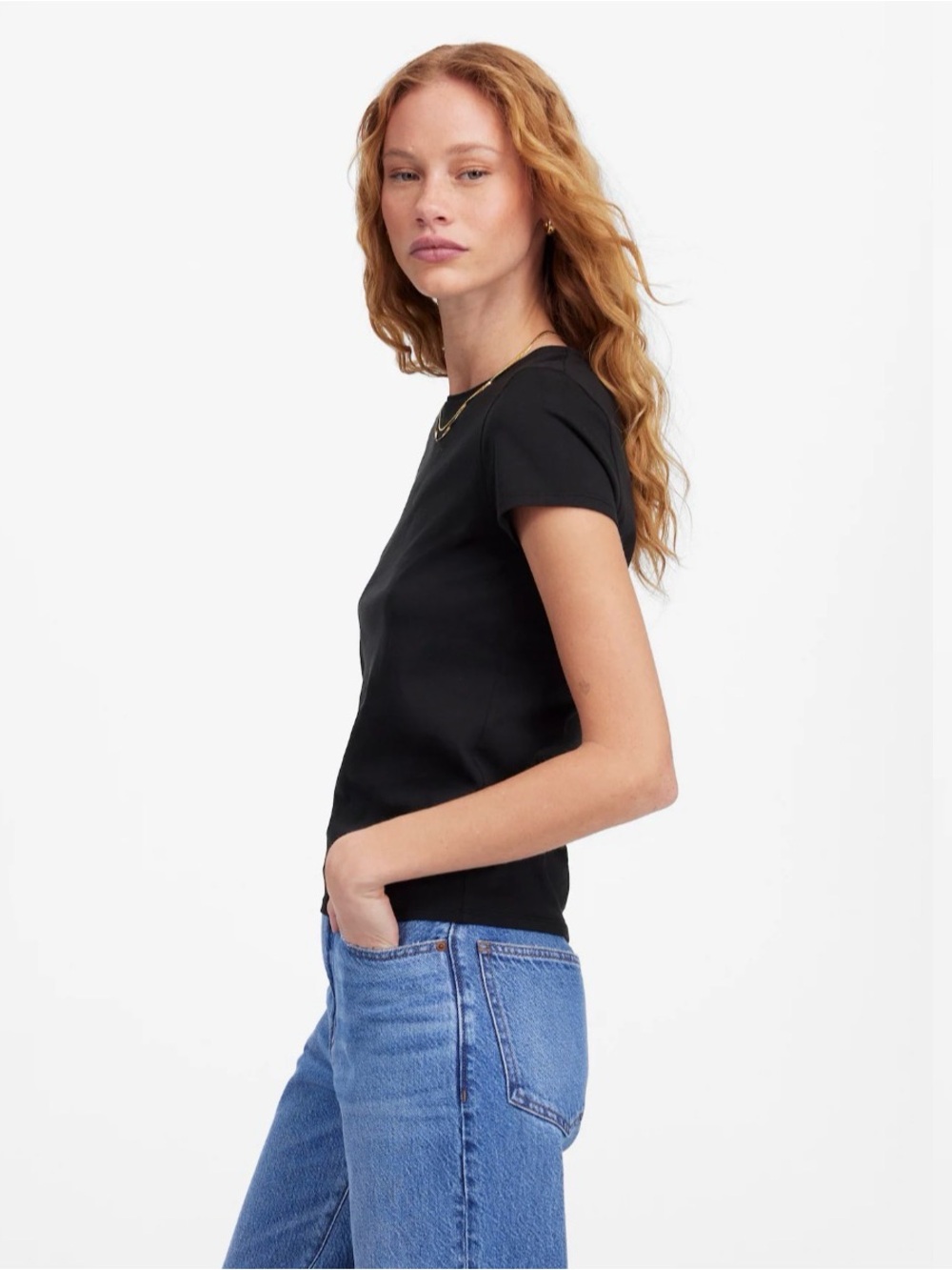 Madewell Essential Slim Tee in Lightweight Cotton | Size XXS | Jet Black | NWT - Picture 3 of 9
